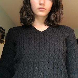 Black cable knit sweater